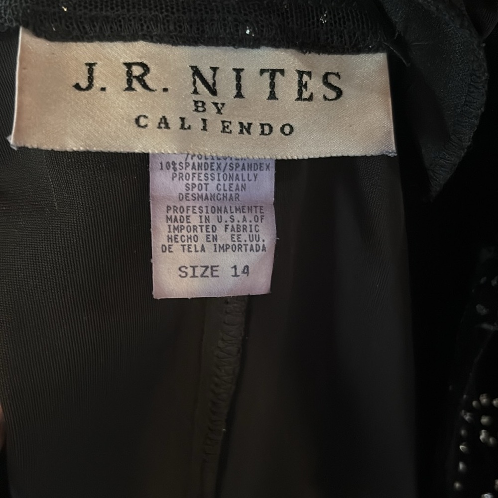 J.R. Nites by Caliendo Velvet Rhinestone Sheer Top Size 14 - Picture 6 of 6